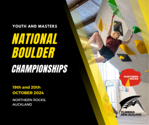Climbing NZ National Boulder Championships Youth and Masters 2024/25